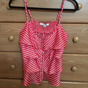 Striped red and white flowy blouse
